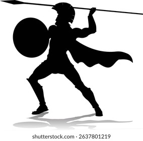 A Spartan or Trojan ancient Greek hoplite warrior silhouette. Could also be a Roman gladiator.