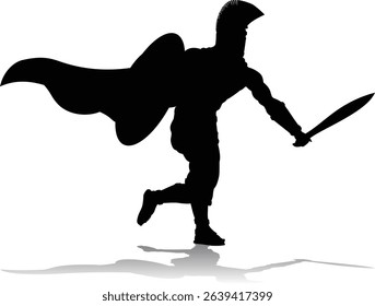 A Spartan or Trojan ancient Greek hoplite warrior silhouette. Could also be a Roman gladiator.