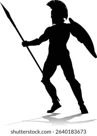 A Spartan or Trojan ancient Greek hoplite warrior silhouette. Could also be a Roman gladiator.