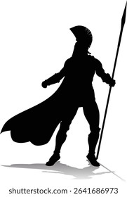 A Spartan or Trojan ancient Greek hoplite warrior silhouette. Could also be a Roman gladiator.