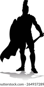 A Spartan or Trojan ancient Greek hoplite warrior silhouette. Could also be a Roman gladiator.