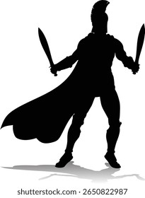 Uma silhueta de guerreiro hoplita espartana ou troiana. Também poderia ser um gladiador romano.