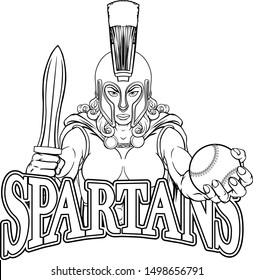 A Spartan or Trojan female gladiator warrior woman baseball sports mascot