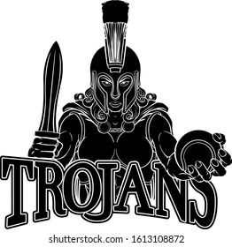 A Spartan or Trojan female gladiator warrior woman tennis sports mascot