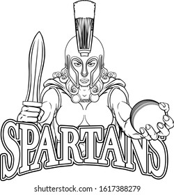 A Spartan or Trojan female gladiator warrior woman cricket sports mascot