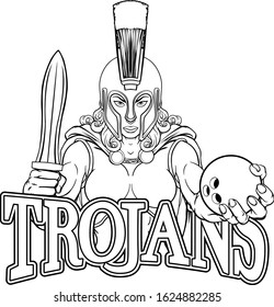 A Spartan or Trojan female gladiator warrior woman ten pin bowling sports mascot