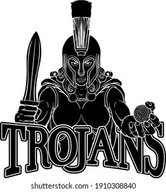 A Spartan or Trojan female gladiator warrior woman golf sports mascot