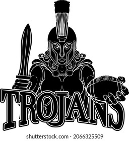 A Spartan or Trojan female gladiator warrior woman American football sports mascot