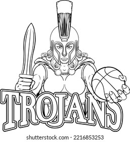 A Spartan Or Trojan Female Gladiator Warrior Woman Basketball Sports Mascot
