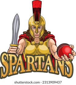A Spartan or Trojan female gladiator warrior woman cricket sports mascot