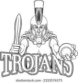 A Spartan or Trojan female gladiator warrior woman tennis sports mascot