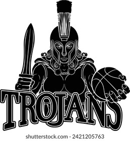A Spartan or Trojan female gladiator warrior woman basketball sports mascot
