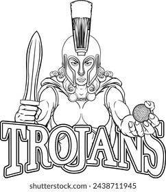 A Spartan or Trojan female gladiator warrior woman golf sports mascot