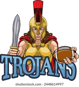 A Spartan or Trojan female gladiator warrior woman American football sports mascot
