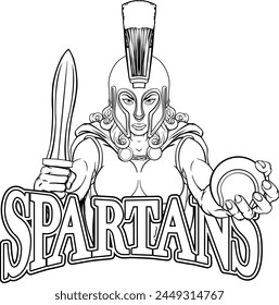 A Spartan or Trojan female gladiator warrior woman tennis sports mascot