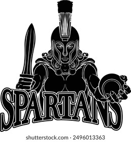 A Spartan or Trojan female gladiator warrior woman tennis sports mascot