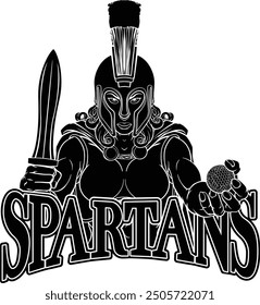 A Spartan or Trojan female gladiator warrior woman golf sports mascot