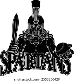 A Spartan or Trojan female gladiator warrior woman baseball sports mascot