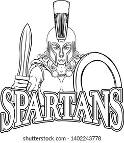 A Spartan or Trojan female warrior gladiator woman sports team mascot 