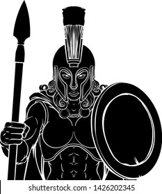 A Spartan or Trojan female warrior gladiator woman sports team mascot 