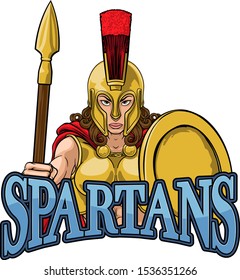 A Spartan or Trojan female warrior gladiator woman sports team mascot 