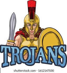 A Spartan or Trojan female warrior gladiator woman sports team mascot 