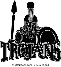 A Spartan or Trojan female warrior gladiator woman sports team mascot 