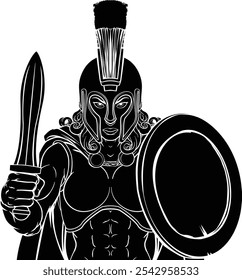 A Spartan or Trojan female warrior gladiator woman sports team mascot 