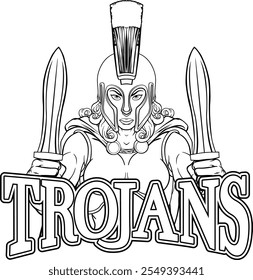 A Spartan or Trojan female warrior gladiator woman sports team mascot 