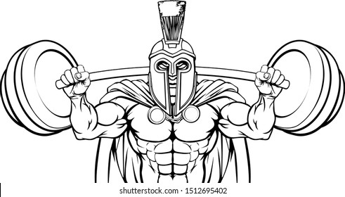 A Spartan or Trojan gladiator warrior weight lifting or body building sports mascot 