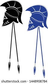Spartan or Trojan helmet and spear stock illustration