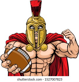 A Spartan Or Trojan Warrior American Football Sports Mascot Holding A Ball