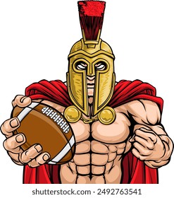 A Spartan or Trojan warrior American football sports mascot holding a ball