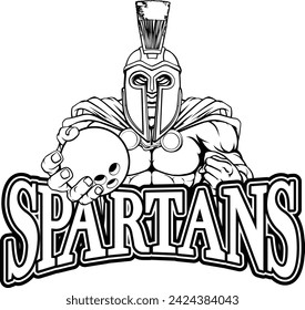 A Spartan or Trojan warrior Bowling sports mascot holding a ball