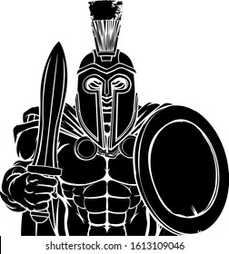 A Spartan or Trojan warrior cartoon sports mascot