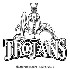 A Spartan or Trojan warrior Cricket sports mascot holding a ball