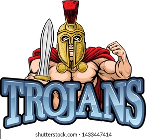 A Spartan or Trojan warrior sports mascot