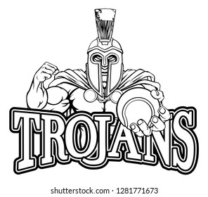 A Spartan or Trojan warrior Tennis sports mascot holding a ball