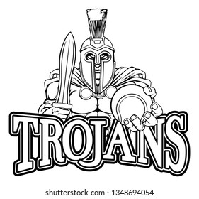 A Spartan or Trojan warrior Tennis sports mascot holding a ball