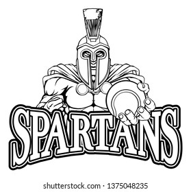 A Spartan or Trojan warrior Tennis sports mascot holding a ball