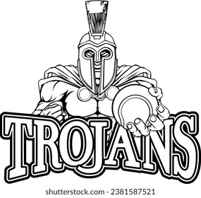 A Spartan or Trojan warrior Tennis sports mascot holding a ball