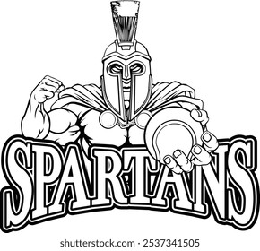 A Spartan or Trojan warrior Tennis sports mascot holding a ball