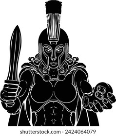 A Spartan or Trojan woman or gladiator female warrior gamer mascot with video games controller