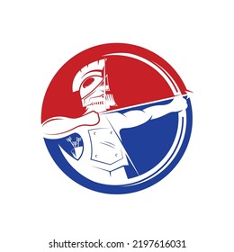 diseño de concepto de ilustración vectorial de icono de tiro de arco guerrero espartano  
