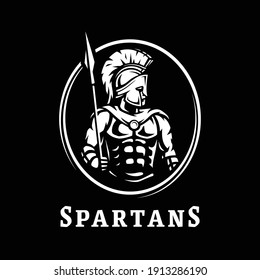 Spartan warrior in armor. Symbol, logo on a dark background.