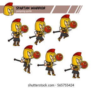 Spartan Warrior Cartoon Character Jumping Game Animation Sprite