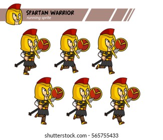Spartan Warrior Cartoon Character Running Game Animation Sprite