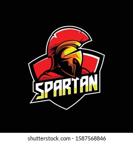 SPARTAN WARRIOR CARTOON CHARACTER VECTOR LOGO TEMPLATE