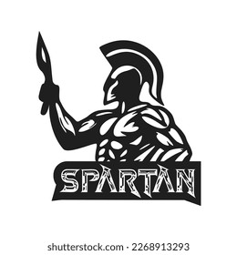 SPARTAN WARRIOR CARTOON CHARACTER VECTOR LOGO TEMPLATE.
