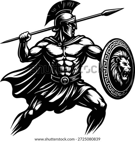 Spartan warrior design -Spartan Warrior in Action - Ancient Greek Hoplite Fighting - Battle Ready Spartan Soldier